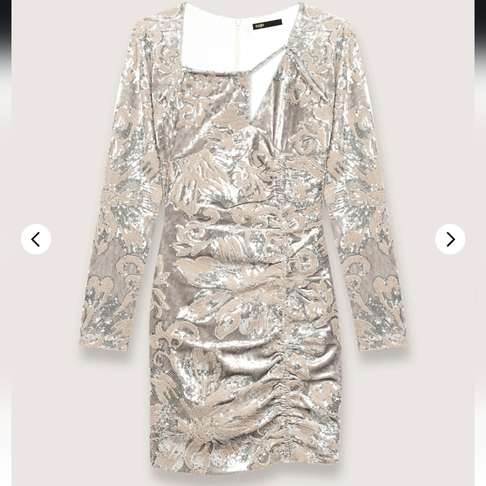 NWT Maje Sequin Embroidered Velvet Dress